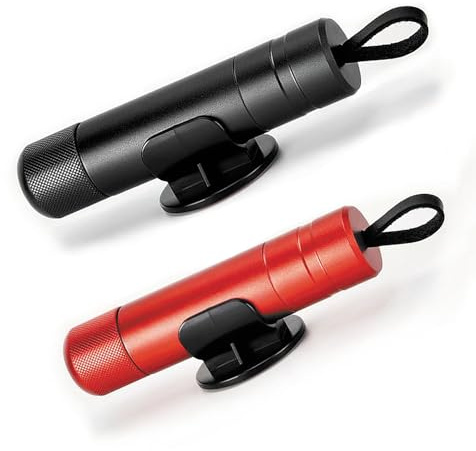 ACEBON Marteau Brise-Vitre Auto 2-en-1 avec Coupe-Ceinture | Outil de sécurité auto Noir & Rouge avec support, mécanisme à ressort, coupe-ceinture protégé et format compact
