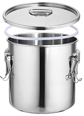 ANSNOW Stockpot with Lid 20-90L Soup Pot Stainless Steel Pail Bucket Milk Can with Sealed Lid/Silver/50 * 50Cm