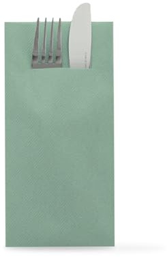 Sovie HORECA Besteckserviette in EUKALYPTUS aus Linclass Airlaid, 40 x 40cm, 1/8 Falz, 75 Stück, Hochwertig Praktisch Hygienisch für Gastronomie Catering Hochzeit Party Event