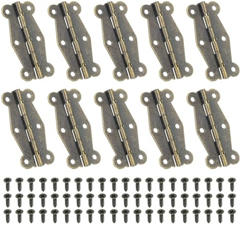 PATIKIL Petites Charnières Mini de Boîte Vintage 49mm, 10 Pcs 90 Degré Charnières de Papillon pour Boîte à Bijoux, Quincaillerie avec Vis pour Armoire, Boîte en Bois, Tiroir, Brun