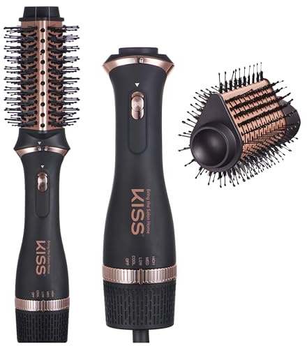 KISS Volume Boosting Air Brush, Detachable Ceramic Waterdrop Shaped Brush Head, Maximum Root Boosting Hair Dryer, 4 Heat Settings, Tangle-Free Bristles, 360° Swivel Cord