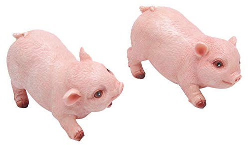 Uadme Gartendekoration, Landschaftsgarten, Kunstharz, Schwein-Ornament, hohe Simulation, Ferkeldekoration, 2 Stück, Tierfiguren-Dekoration für Rasen, Hof, Gartendekoration