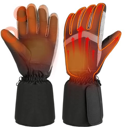 YBWLCLO Heated Gloves for Men Women, Touchscreen Electric Waterproof Heating Gloves for Cycling Camping Motorcycle Driving Hiking Skiing Snowboarding Outdoor Winter Sport