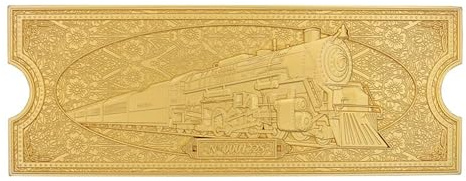 FaNaTtik The Polar Express - Billete de Tren Chapado en Oro de 24 Quilates, edición Limitada Coleccionable, réplica Oficial de la película, Regalo para Fans y coleccionistas