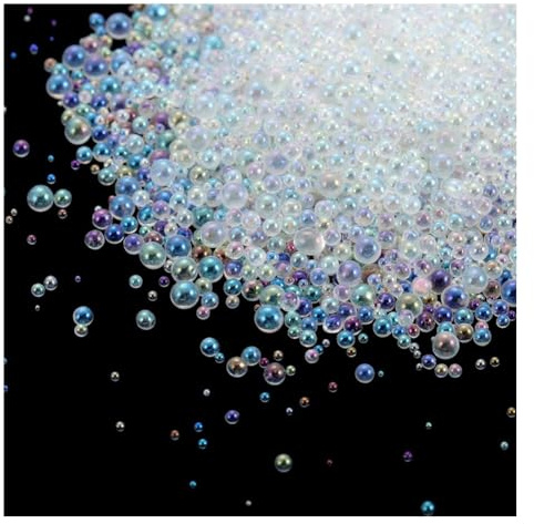 Wisafory Glasperlen 20g 0.4~3mm Harz Blasen Perlen Ohne Loch Wassertropfen-Perlen Harzfüllmaterial Micro Caviar Beads für Harzherstellung Nagel Kunst DIY Verschönerung Dekorationen Transparent