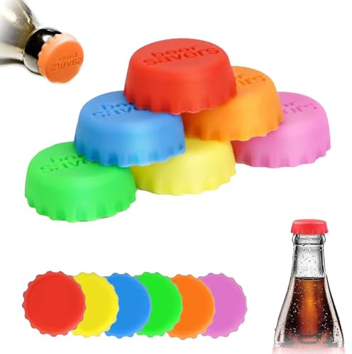 Silikon Kronkorken,12 Stück Flaschenverschluss Silikon,Bierflaschen Verschluss,Flaschenverschluss Bierflaschen,Wiederverwendbare Siegel Flaschendeckel für Bier Saft Glasflaschen - 6 Farben,3cm