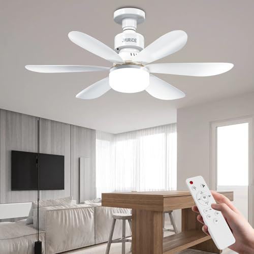 JVURICE Ventilatore da soffitto con luce da 52 cm con temperatura di colore regolabile, luminosità e timer, protezione muto e spegnimento, con asta di prolunga per camera da letto, soggiorno e studio