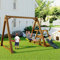 Balançoire Double pour Enfants, avec Toboggan et échelle d'escalade, Cadre de balançoire d'extérieur en Bois Massif, Swing d'Extérieur pour Jardin Terrasse ou Balcon, 238,5 x 240 x 168,9 cm
