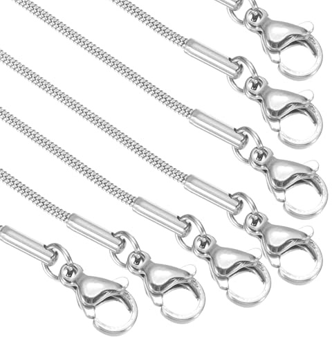 PATIKIL Snake Chain Necklace, Thin Round Stainless Steel Jewelry Charm Chains Necklace with Lobster Clasps for Men Women DIY Jewelry Making Gift