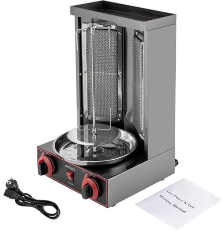 Máquina de Kebab a Gas, asador Vertical con 2 quemadores para cocinas comerciales y domésticas, Horno de encimera.