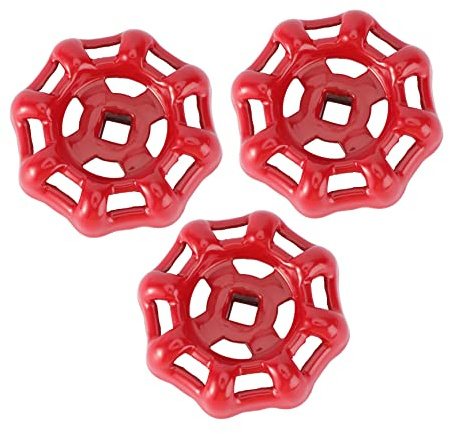 DIYEAH 3 Stück Gusseiserne Absperrhandräder Ventilgriff 6x6mm Rot Metallgriff für Kugelhahn Wasseranschluss Industrie