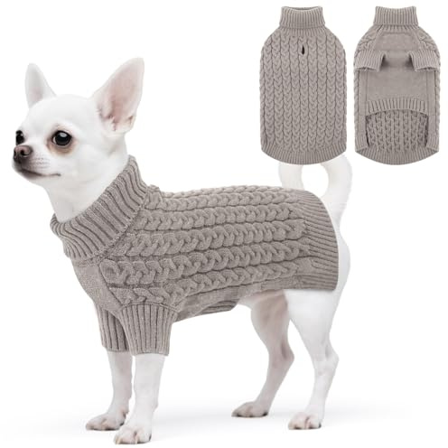 ASENKU Hundepullover XS für Kleine Hunde Winter Strickpullover | Weicher Wärme Strick mit geschirr öffnung, für Chihuahua & Yorkshire, ideal für Indoor Outdoor Winterspaziergänge