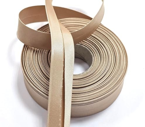 Satin- Schrägband vorgefalzt 40/20mm beigè 10m