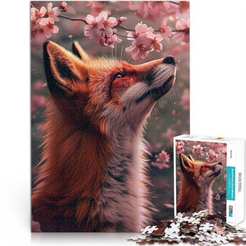 Rompecabezas para Adultos de 1000 Piezas Flor de Cerezo del Zorro Rojo Juego Familiar para y Interacción Entre Padres e Hijos 38x26cm