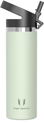 Super Sparrow Gourde Isotherme - 750ml - Paille Bouche Large Bouteille - sans BPA - SwivelSip Gourdes INOX - pour Sport, Voyages, L'école