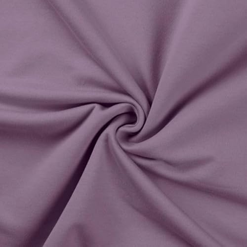 Generisch Sweat angeraut - Sweatstoff Meterware - Stretchsweat - Sweatshirtstoff - Joggingbaumwolle warm kuschelig weich - Uni *Ab 50cm, Farbe: 430 Flieder