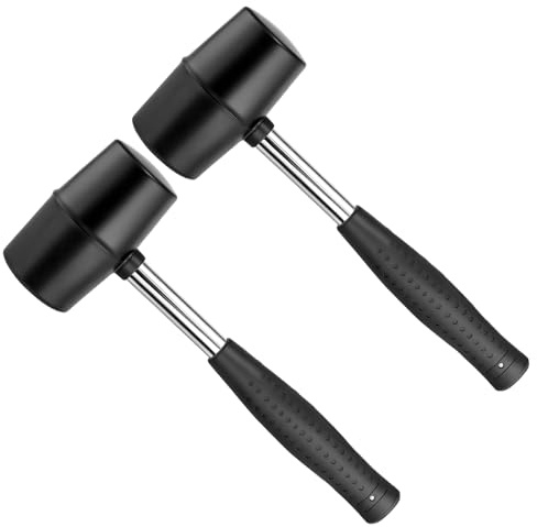 JIAYUET 2PCS 12oz Rubber Mallet Camping Hammer with Steel Handle Tent Peg Mallet for Tents, Canopies, Outdoor Gear Installation