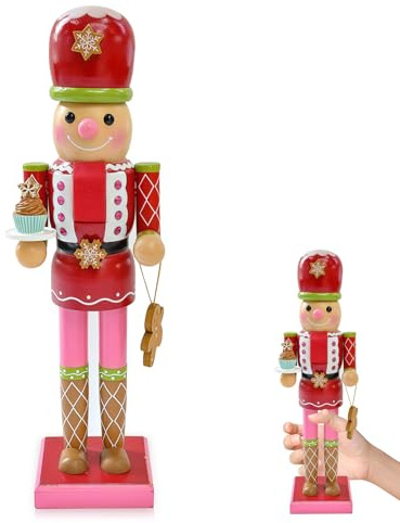 Red Nutcracker Soldier Ornaments Christmas Decorations, 14 Inch christmas nutcracker figures large, Traditional Painted Wooden Doll,Nutcracker Soldier Puppet Doll for Fireplace Xmas Gift Indoor Decor