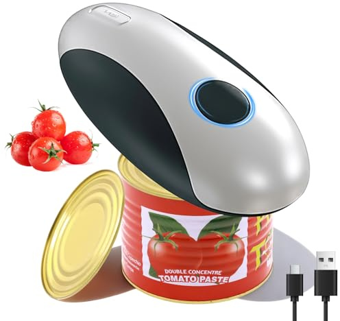 Qivine Ouvre-boîte électrique mains libres, ouvre-boîte électrique One Touch avec bords lisses et sûr à utiliser pour presque les tailles de canettes, rechargeable Tpye-C, meilleur choix de cuisine