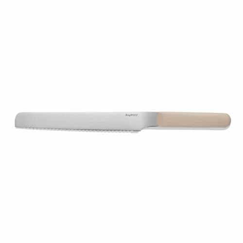 Berghoff Home Couteau à pain 20 cm - Couteau à petits pains en acier inoxydable - Couteaux de cuisine à lame dentelée - couteaux à petit-déjeuner - sable