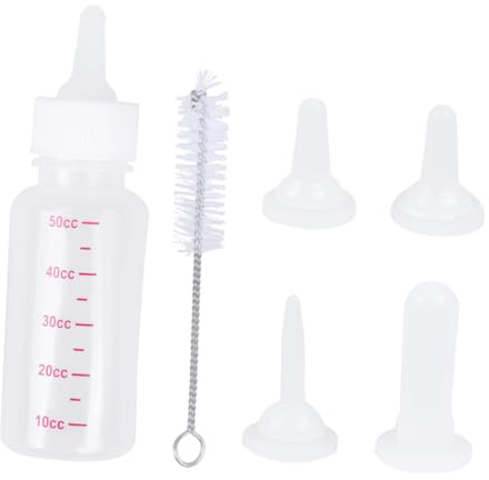 Gadpiparty Transparent Pet Nursing Bottle for Puppies Kittens and Rabbits Includes Replacement Nipples and Cleaning Brush Silicone and PP Material Portable Feeder for Newborn Pets