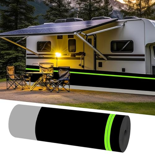 Battiscopa per roulotte da viaggio, altezza 91 cm, facile installazione, con fondo in acciaio inossidabile, battiscopa per case mobili, antivento e neve, per giardino, esterni, cortile (37,8 m di