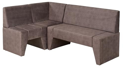 Rodnik Eckbank „Trend“ – 3-teilige Sitzgruppe, modulare Polsterbank in Taupe, Cordoptik, Sitzbank für Küche & Esszimmer, 180x120x84 cm