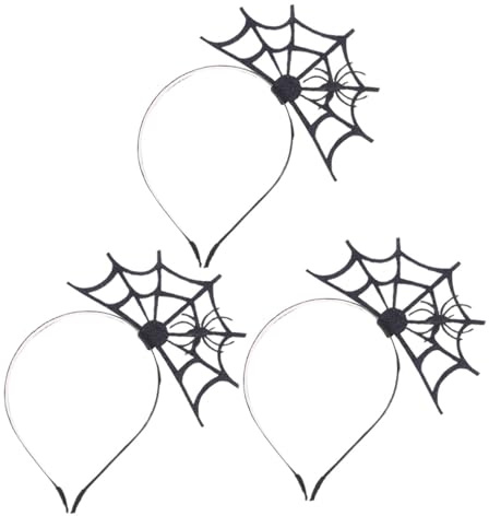 MERRYHAPY 3 Stück Halloween Haarband mit Spinnennetz Leichter Cosplay Haarreif aus Strapazierfähigem Stoff Unisex Party Stirnband für Hexenkostüm