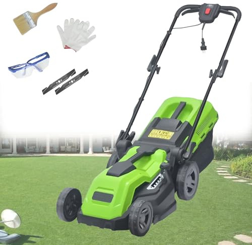 Elektrisk GräSklippare, Sladdansluten GräSklippare Med Uppsamlingskorg, 3 HöJdläGen, Handdriven GräSklippare Elektrisk VertikalskäRare FöR TräDgåRden 2500W/38CM-Cord65M