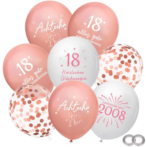 Originell Personalisiert Deko 18. Geburtstag Mädchen Luftballon Set, Whimzey 25 Stück Luftballons 18 Geburtstag Mädchen,Ballon 18 Geburtstage Deko,Geburtstagsdeko 18 Jahre,Geschenke zum 18 Geburtstags