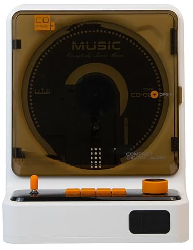 Lettore CD portatile, stile vintage, con suono HiFi e altoparlante integrato, qualità audio HiFi, luci colorate RGB, supporta modalità CD/FM/USB/Ripetizione singola traccia, per casa, auto, ufficio