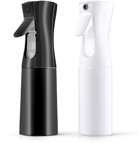 URAQT 2-pack sprayflaska hår, 200 ml kontinuerlig vattensprayflaska, svart + vit