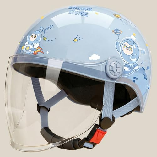 Casque De Moto Demi-Jet Tendance pour Enfants, avec Visière Solaire, pour Garçons Et Filles De 3 À 12 Ans, Homologué ECE 22.06
