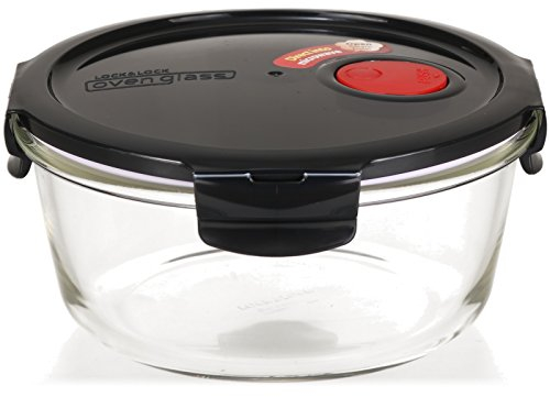 LOCK & LOCK Frischhaltedose aus Glas mikrowellengeeignet - Oven Glass - Auflaufform rund mit Deckel für Backofen, Mikrowelle & zum Einfrieren, versch. Größen (950ML)