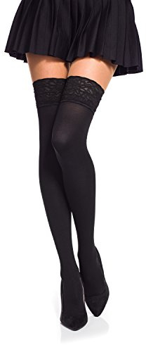 Romartex Opaque 40 Denier Microfibre Hold Ups Stockings, M, black