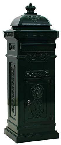 Festnight Boîte aux Lettres sur Pied en Aluminium Style Vintage Boîte aux Lettres Antique Vert 35,5 x 32 x 102,5 cm (L x l x H)