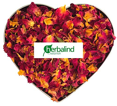Herbalind 200 g Natur Premium Rosenblätter rot Rosenblüten getrocknet - echte Rosenblütenblätter, geschnitten und duftintensiv, Füllstoff zum Füllen von Duftsäckchen, Potpourri Füllung