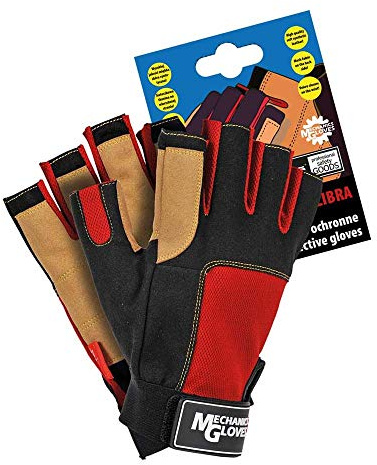 Reis Rmc-Libra_L Mechanics Gloves Schutzhandschuhe, Schwarz-Rot-Gelb, L Größe, 12 Stück