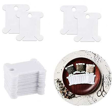 ZARRS Bobine di Filo,100 Pezzi Carte di Plastica Filato Porta-Carte Filo da Ricamo Organizer di Filo per Macchine da Cucire Bianco