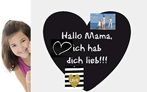 Selbstklebende Magnetfolie Herz aus Tafelfolie - Muttertag Geschenk selbstklebend,Tafelfolie Selbstklebend Magnetisch,Tafelsticker Schwarz,Tafeletiketten (80x80cm)