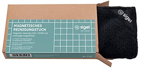 SIGEL BA110 Mikrofasertuch 25 x 25 cm schwarz, magnetisch: hält auf Whiteboards und Glas-Magnettafeln - zur Trocken- und Nassreinigung
