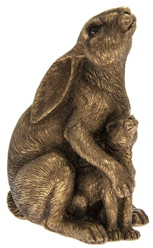 The Leonardo Collection Reflections - Figura de Liebre bronceada y bebé para el hogar y la Oficina, Adornos de decoración del hogar, Regalo para Mujeres y Hombres, Hermosa Figura para Interiores y