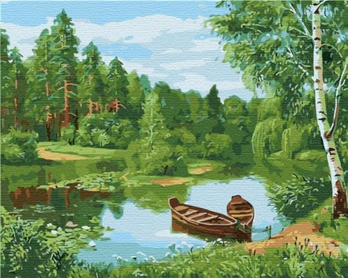 Artnapi Malen nach Zahlen Erwachsene mit Rahmen | DIY Handgemalt | Wald-Landschaft | Kit für Anfänger und Erwachsene | Set inklusive Acrylfarben & Pinsel | 40x50cm Leinwand | Ideal als Geschenk