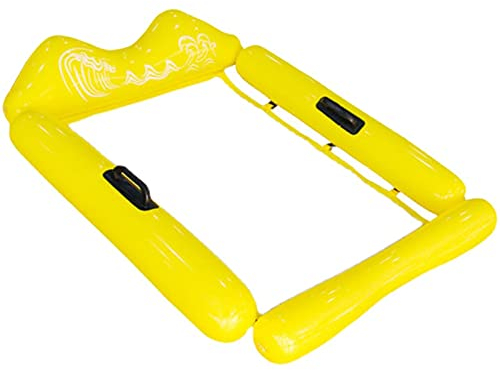 ZXQZ Aufblasbare Poolschwimmer, Poolfloß mit Griffen und Kopfstütze, Mehrzweck-Schwimmsessel, Tragbare Wasserhängematte Floaties mit Mesh-Boden für Erwachsene/Kinder (Color : Yellow)