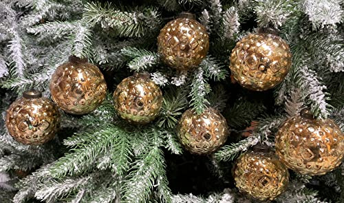 8er Set edle Luxus Glas Weihnachtskugeln Ø 8cm Weihnachtsbaum Kugeln Christbaumkugeln Weihnachts Deko (8 Stück Gold Ornament)