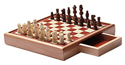 FURUIWUFENG Schachspiel Reiseschach Set Holzschach Set für Kinder mit Schublade Schachbrett Tragbare Schach Set Brettspiel Für Anfänger Kinder und Erwachsene Magnetisches faltbares Schachbrett