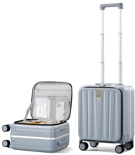 Hanke Gepäckkoffer 43 x 27 x 66 cm mit Rädern und oberer Öffnung Hartschalen-Aluminiumrahmen PC-Rollkoffer TSA-Schloss(24 Zoll-Grau)