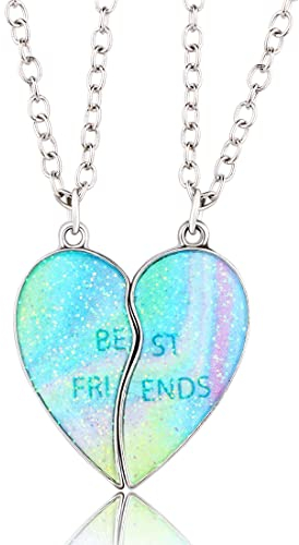 MenYiYDS 2 Stück BFF Halsketten Freundschaftskette Magnetisch Beste Freunde für Mädchen Geburtstagsgeschenke Anhänger Kette Geschenke (blau)