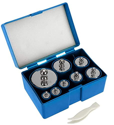 vincente Peso de calibración de Escala de Acero,10g 20g 50g 100g 200g 500g Pesas de calibración - Pesas de 10 g - 500 g con Pinzas y Estuche para Laboratorio de Ciencias