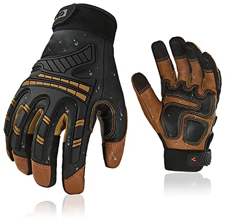Vgo... 1 paire de gants de travail anti-impact en cuir de chèvre hydrofuge, anti-vibrations, pour montage logistique, jardin, entrepôt
